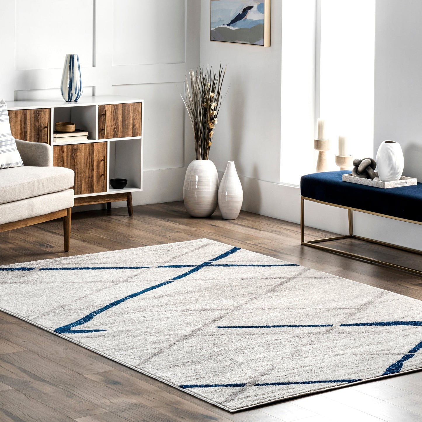 Tapis de sol moderne abstrait Nuloom Skylar