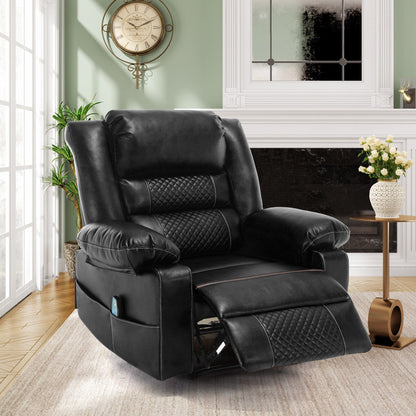 Fauteuil inclinable manuel marron avec massage à 8 points, fonction chauffante et cadre robuste pour un confort optimal au salon