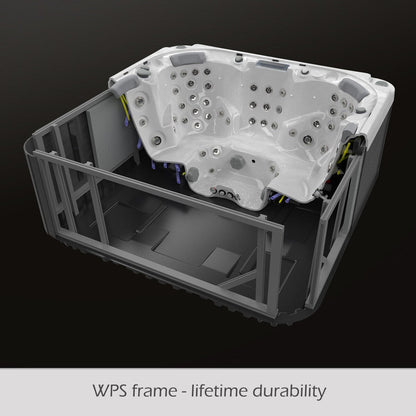 Maillot Buenospa 6 - Personne 46 - Spa à jets, blanc glacé, gris avec ozone et lumières LED