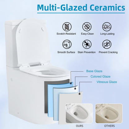 Toilette compacte monobloc CB HOME 24 po, siphon moderne à double chasse, siège à fermeture douce, hauteur confortable 16,5 po