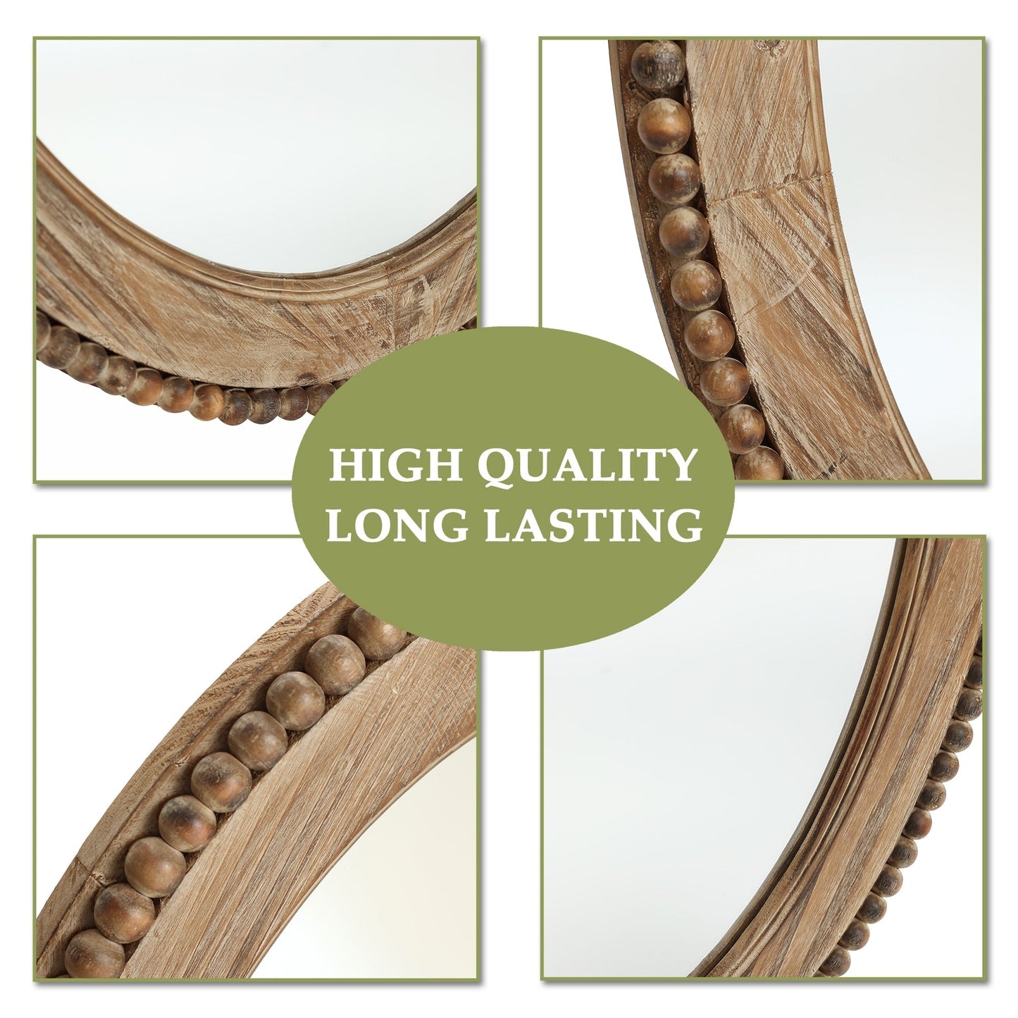 Miroir mural ovale de 81 cm avec cadre en bois Cameo, miroir mural de salle de bain - 31,89 H x 24 L x 1,26 P