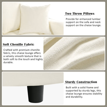 Canapé-lit en chenille, canapé-lit rembourré avec dossier capitonné et 2 coussins amovibles pour le salon