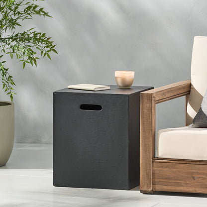 Christopher Knight Home - Table d'appoint d'extérieur en béton léger Aidan avec support pour réservoir