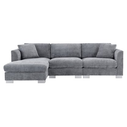 Canapé sectionnel Cloud, ensemble de canapés de luxe en forme de L avec 2 oreillers gratuits, mobilier d'intérieur 4 places en chenille avec méridienne surdimensionnée
