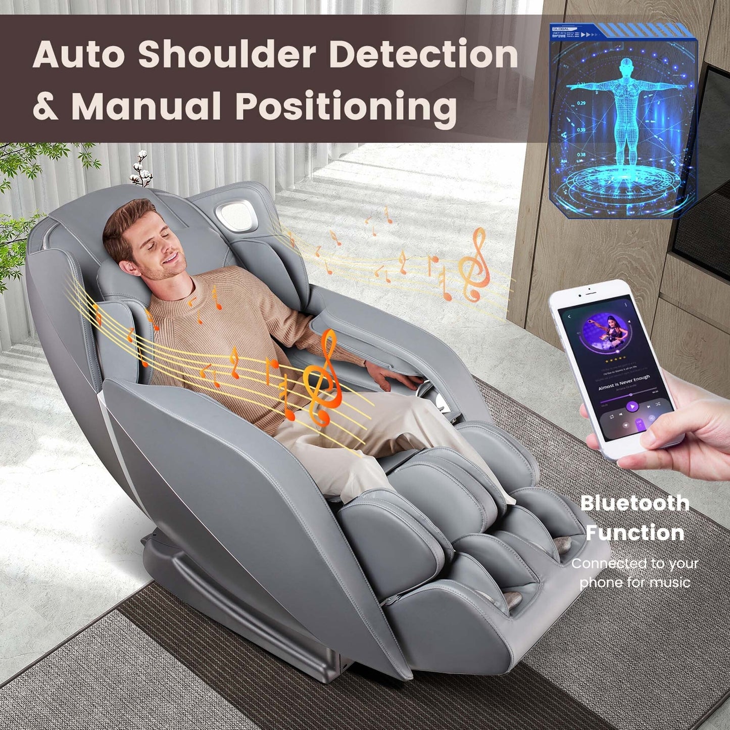 Fauteuil de massage complet Costway avec rouleau chauffant pour les pieds à commande vocale