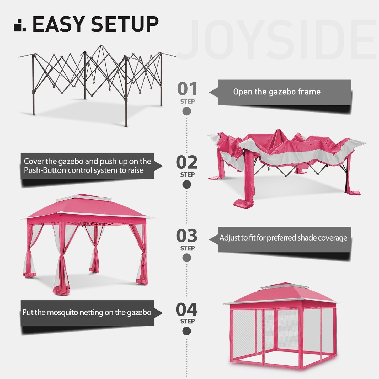 Gazebo escamotable en acier Cozywor de 11 pi x 11 pi avec moustiquaire