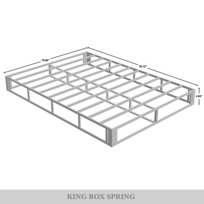 Sommier en métal CraftPorch de 5 pouces avec housse en lin gris chaud