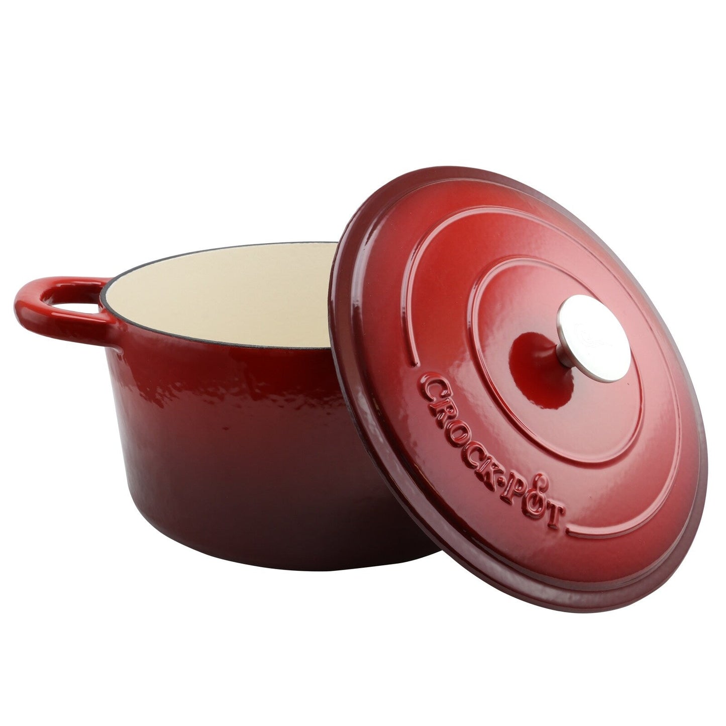 Cocotte ronde en fonte à double poignée Craftsman de 7 litres, couleur rouge poivre