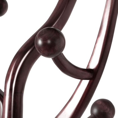 Tree-branch Rubberwood Freestanding Coat Rack with 8 Hooks - 24.5W x 70.87H