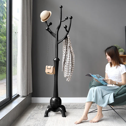 Tree-branch Rubberwood Freestanding Coat Rack with 8 Hooks - 24.5W x 70.87H