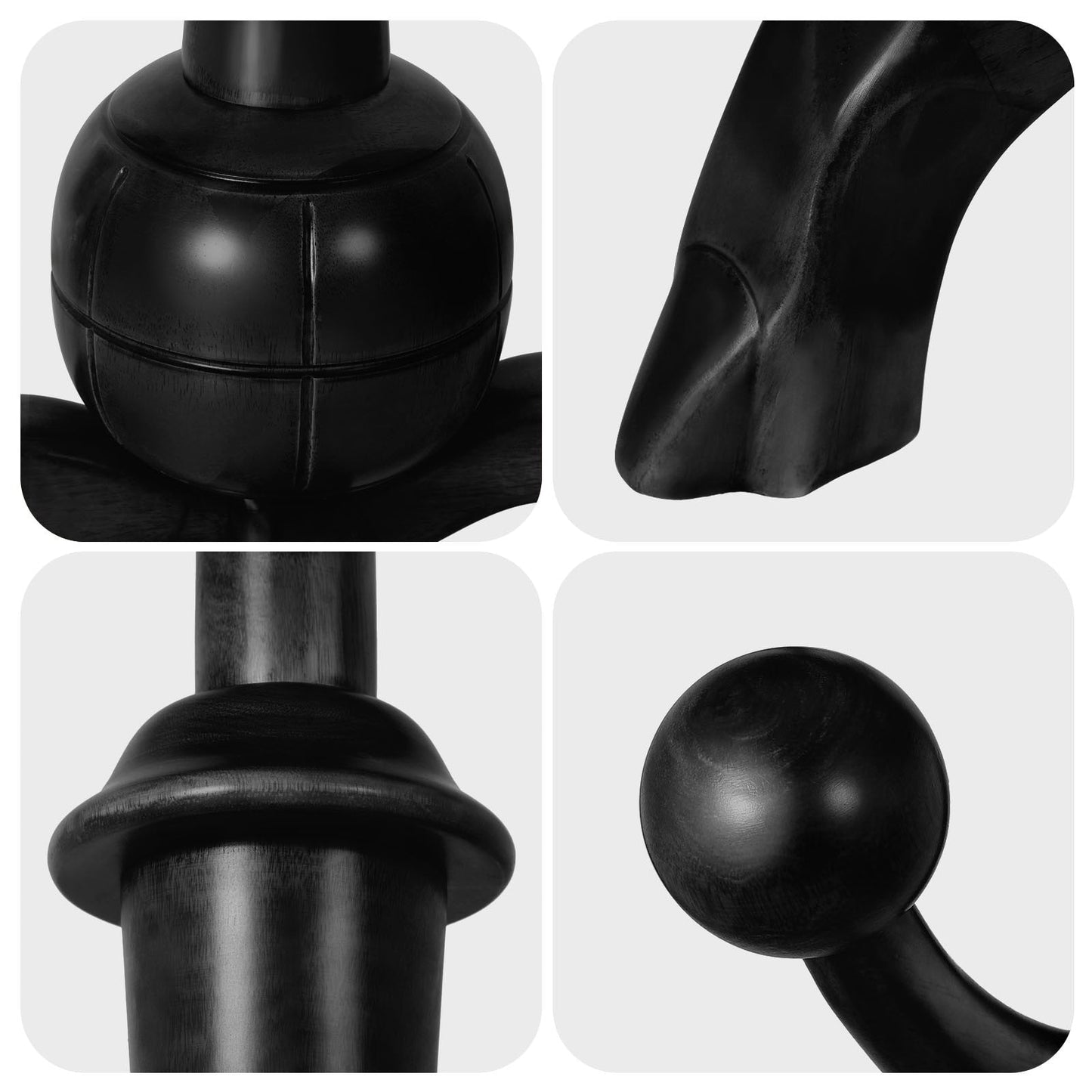 Tree-branch Rubberwood Freestanding Coat Rack with 8 Hooks - 24.5W x 70.87H