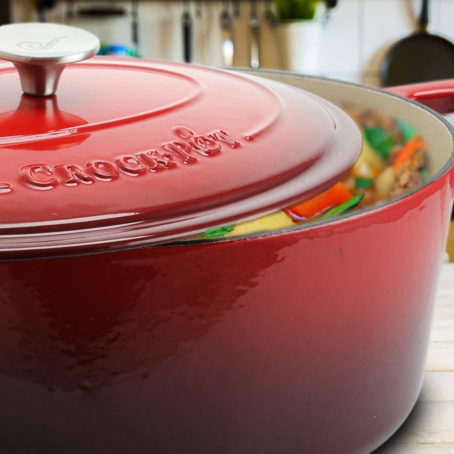 Cocotte hollandaise ovale en fonte émaillée Crock Pot Artisan de 7 litres, couleur rouge écarlate
