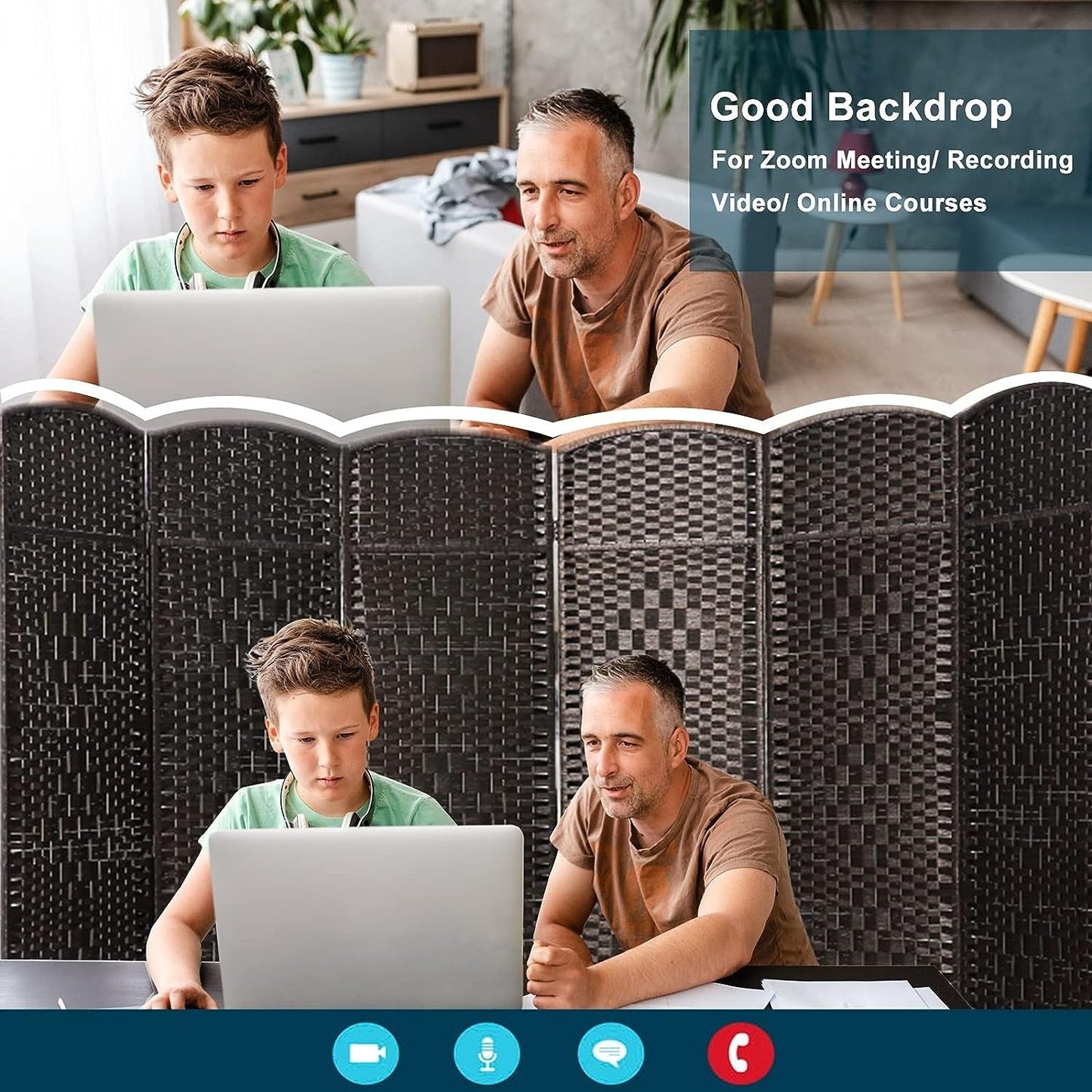 Paravent pliable autoportant en fibre tissée de 1,83 m de haut