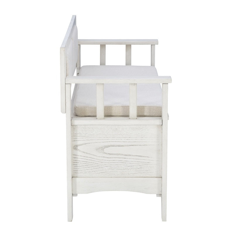 Banc d'entrée de rangement à plateau rabattable en bois de dahlia