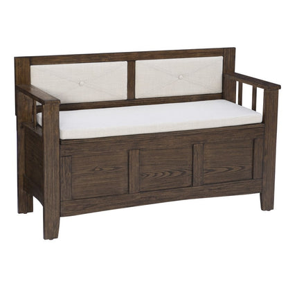 Banc d'entrée de rangement à plateau rabattable en bois de dahlia