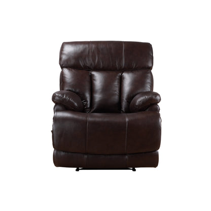 Fauteuil inclinable manuel extensible avec repose-pieds en cuir véritable marron de qualité supérieure Davin