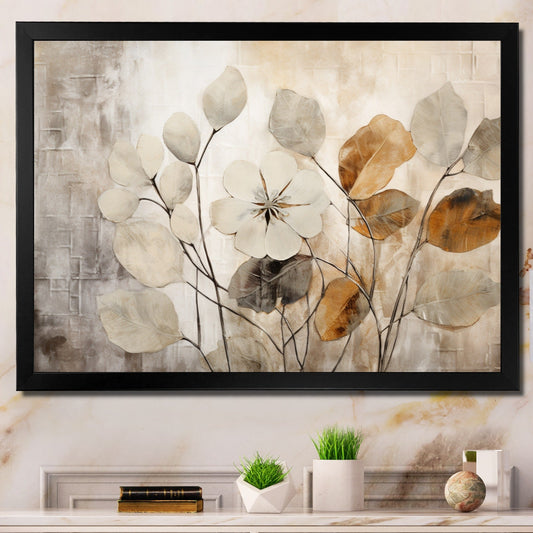Impression sur toile encadrée Designart Beige Botanical Impressions III Abstract Botanicals