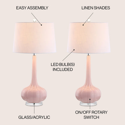 Lampe de table à LED Diamante 28,5 en verre, forme goutte d'eau, rose (lot de 2) par JONATHAN Y