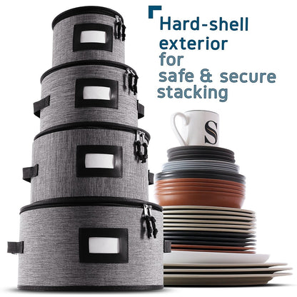 Boîtes de rangement StorageBud pour vaisselle - Supports empilables pour assiettes, tasses, couverts, verres à pied et plateaux