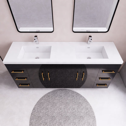 Meuble-lavabo autoportant Eliza de 72 po avec double vasque