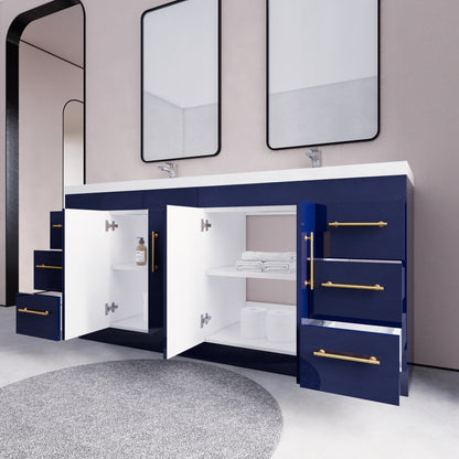 Meuble-lavabo autoportant Eliza de 72 po avec double vasque