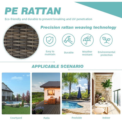 Ensemble de chaises de jardin pivotantes à 360° Erommy avec coussins épais et table basse en verre trempé pour jardin et arrière-cour