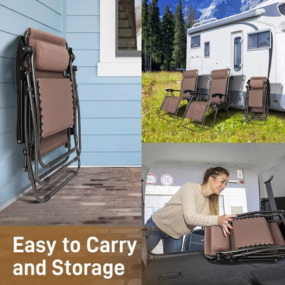 Chaises longues pliantes d'extérieur à gravité zéro (ensemble de 2)
