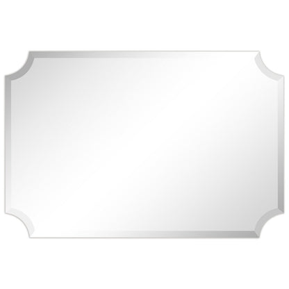 Miroir mural biseauté festonné rectangulaire sans cadre, pour salle de bain, coiffeuse, chambre à coucher, 1 bord biseauté - Transparent