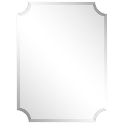 Miroir mural biseauté festonné rectangulaire sans cadre, pour salle de bain, coiffeuse, chambre à coucher, 1 bord biseauté - Transparent