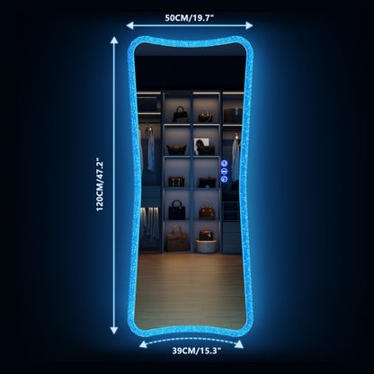 Miroir pleine longueur avec lumières RVB - Blanc