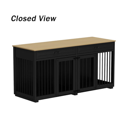Cage pour chien de style meuble, niche en bois de 64,5 pouces pour grand chien