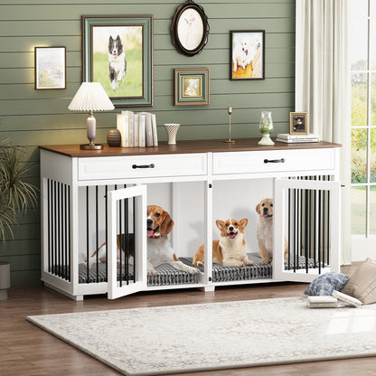 Cage pour chien de style meuble, niche en bois de 64,5 pouces pour grand chien