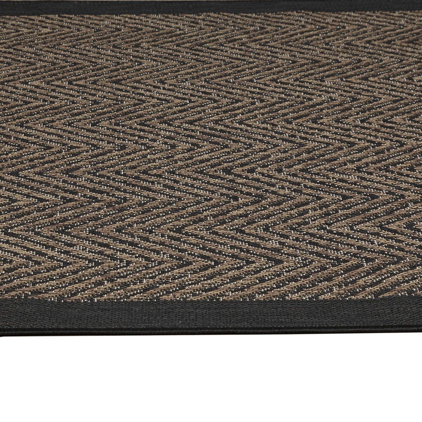 Tapis d'intérieur/extérieur Madison Park Hurley naturel/noir texturé à chevrons