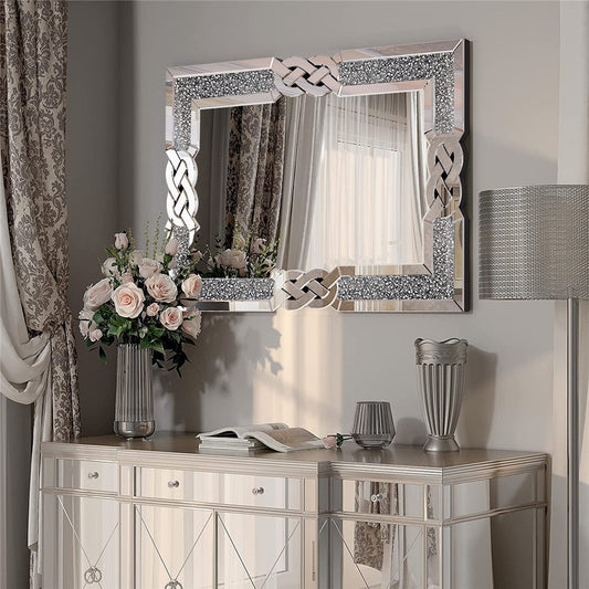 Miroir mural glamour avec accents de cristal et diamants