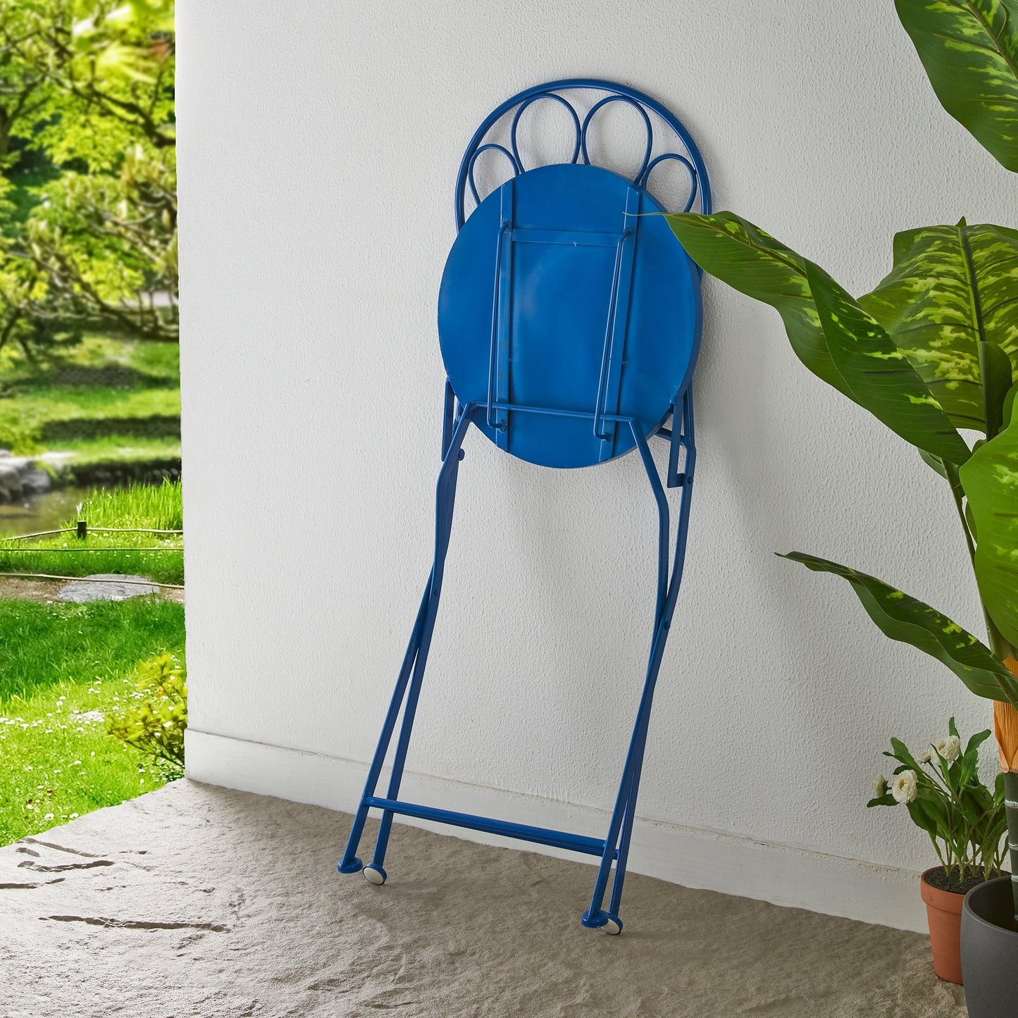 Ensemble bistrot pliant d'extérieur en métal Glitzhome 3 pièces avec table et chaises