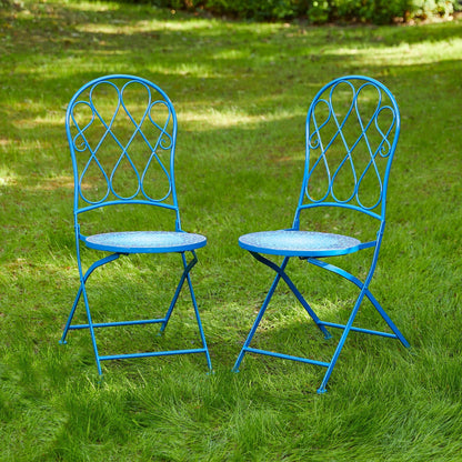 Ensemble bistrot pliant d'extérieur en métal Glitzhome 3 pièces avec table et chaises