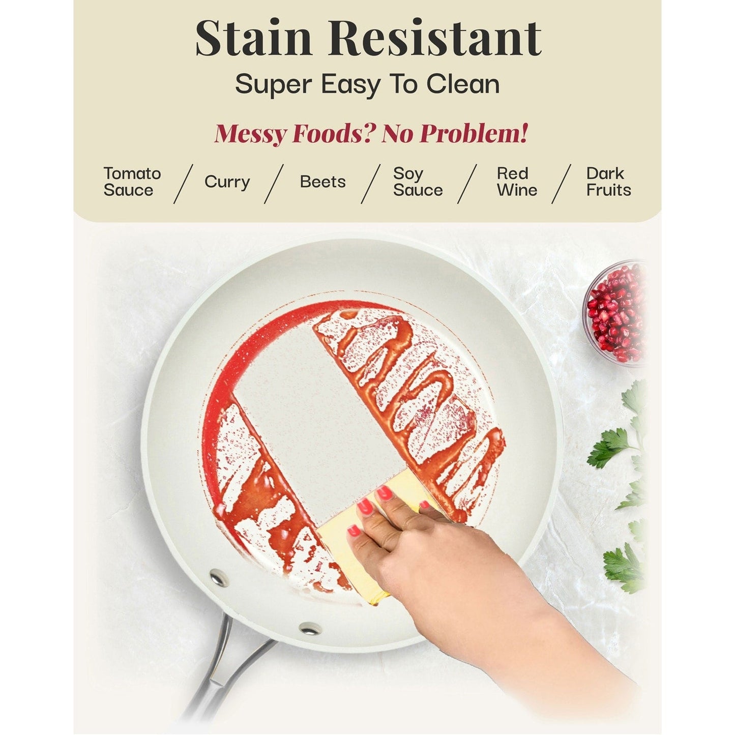 Batterie de cuisine Gotham Steel Cream 12 pièces, casseroles et poêles, en céramique ultra antiadhésive avec poignées isolantes