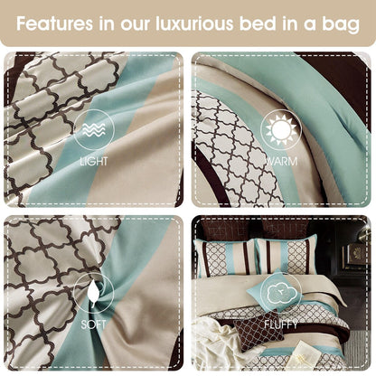 Ensemble de couette 8 pièces Nanshing Avalon Trellis à imprimé marocain