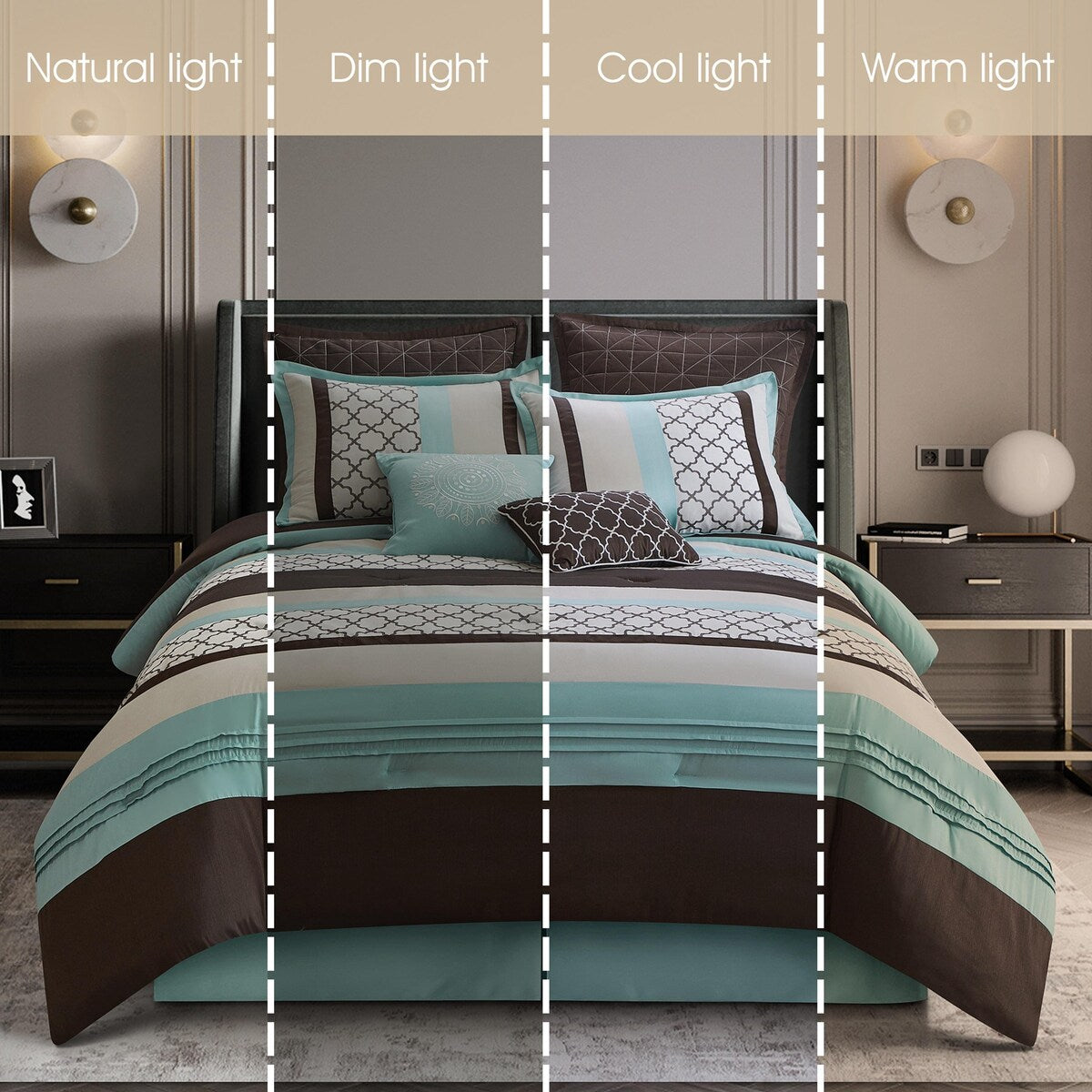 Ensemble de couette 8 pièces Nanshing Avalon Trellis à imprimé marocain