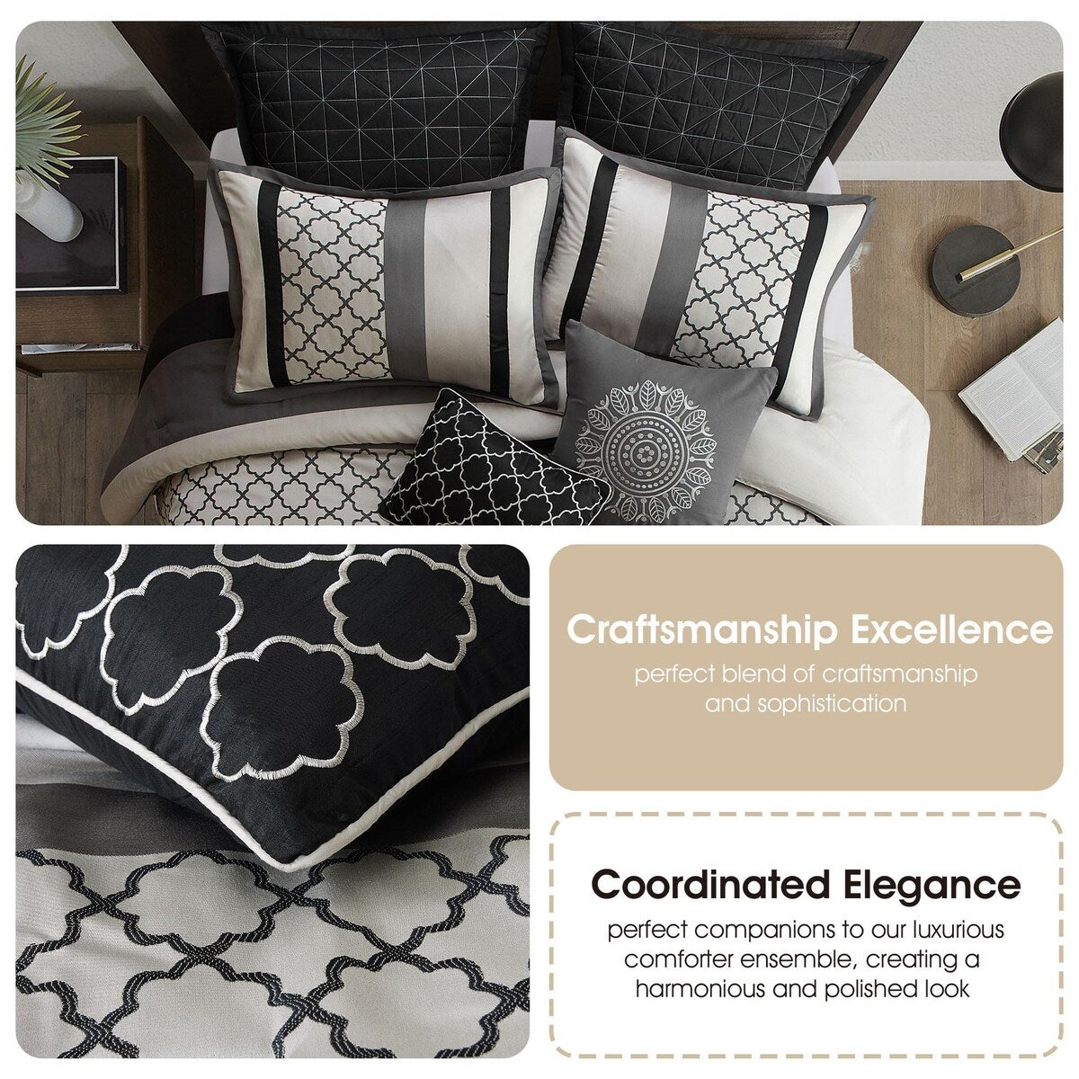 Ensemble de couette 8 pièces Nanshing Avalon Trellis à imprimé marocain