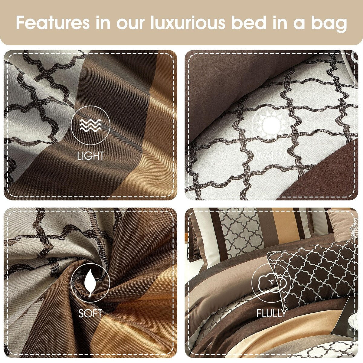 Ensemble de couette 8 pièces Nanshing Avalon Trellis à imprimé marocain