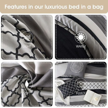 Ensemble de couette 8 pièces Nanshing Avalon Trellis à imprimé marocain