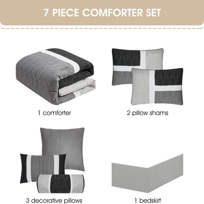 Ensemble de couette moderne à blocs de couleurs Nanshing Blake 7 pièces
