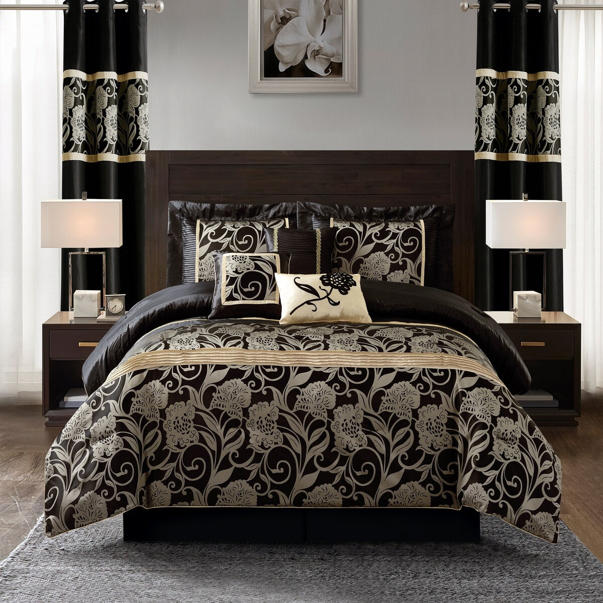 Ensemble de couette jacquard floral Nanshing Brie 9 pièces