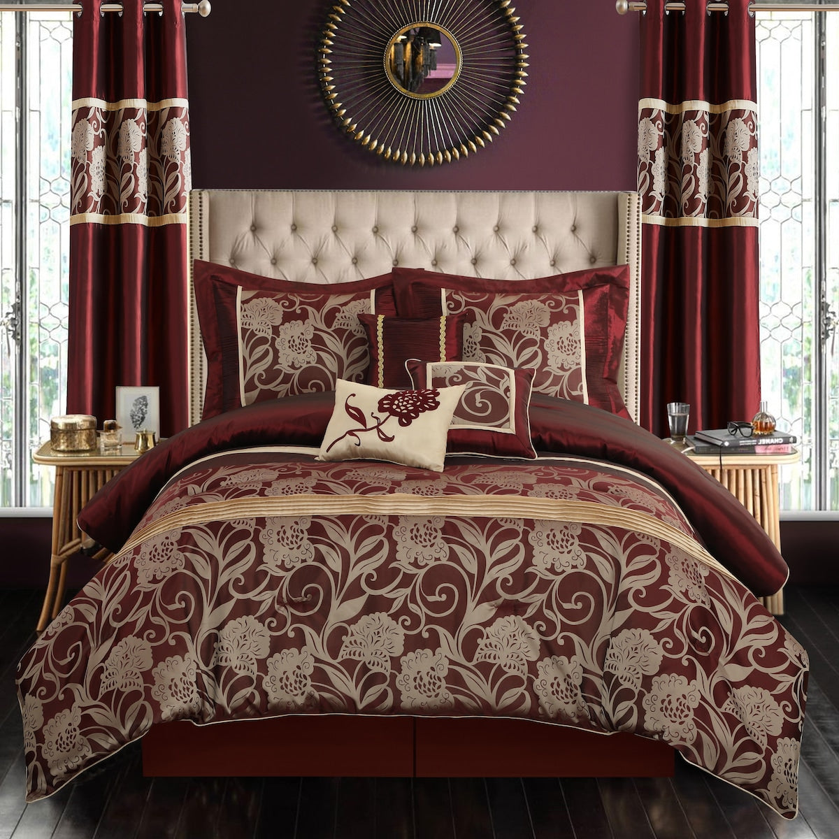 Ensemble de couette jacquard floral Nanshing Brie 9 pièces