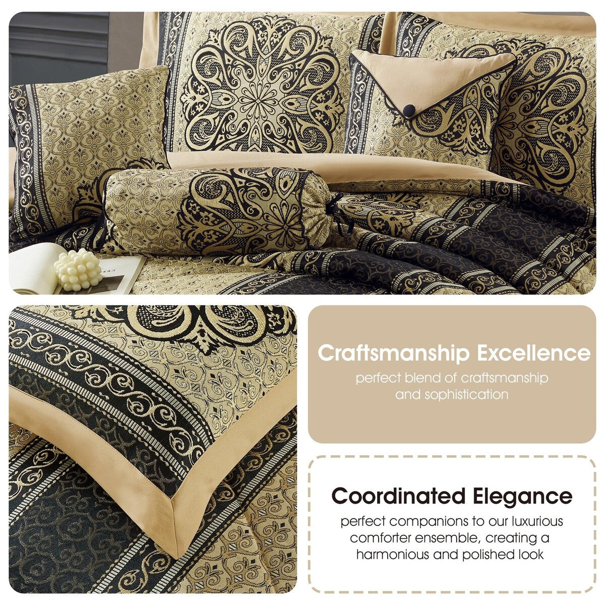 Ensemble de couette élégant à médaillon Nanshing Prince 7 pièces