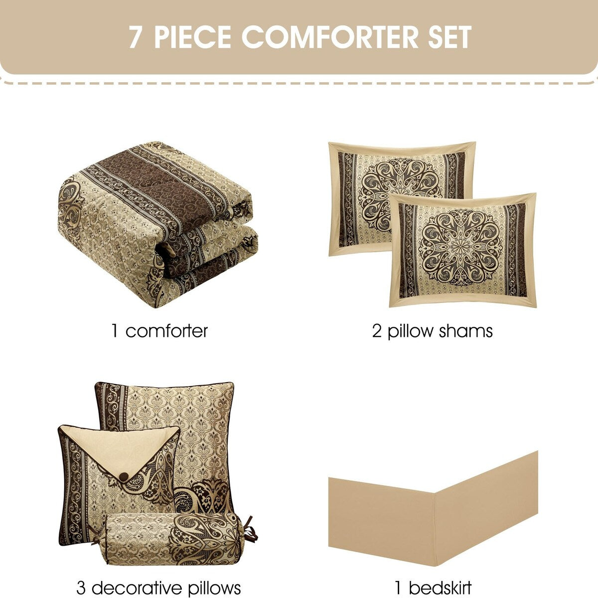 Ensemble de couette élégant à médaillon Nanshing Prince 7 pièces