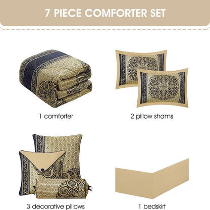 Ensemble de couette élégant à médaillon Nanshing Prince 7 pièces