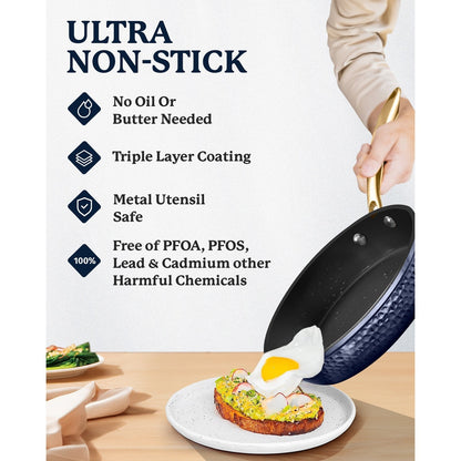 Batterie de cuisine antiadhésive martelée Granitestone Charleston 15 pièces