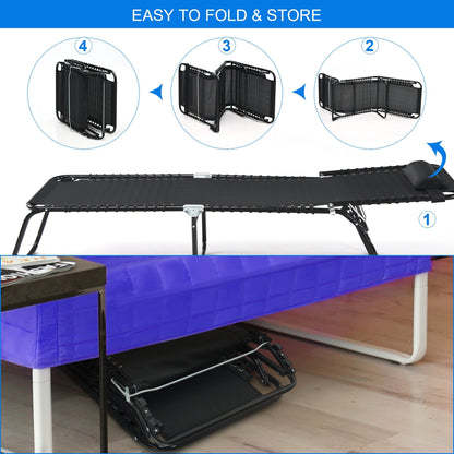 Chaise longue de plage pliante Gymax avec oreiller, 4 niveaux